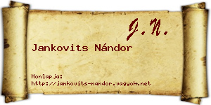 Jankovits Nándor névjegykártya